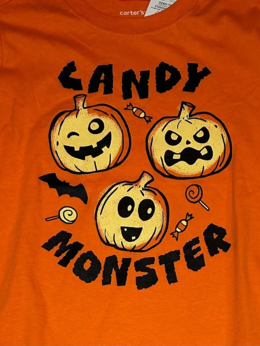 Carter's Boys 4T Orange Pumpkins Candy Monster Long Sleeve T-shirt NWT Halloween